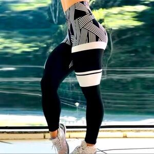 Women Yoga Sports Pants Push Up Pencil Pants Workout  Leggings Fitness Print Gym